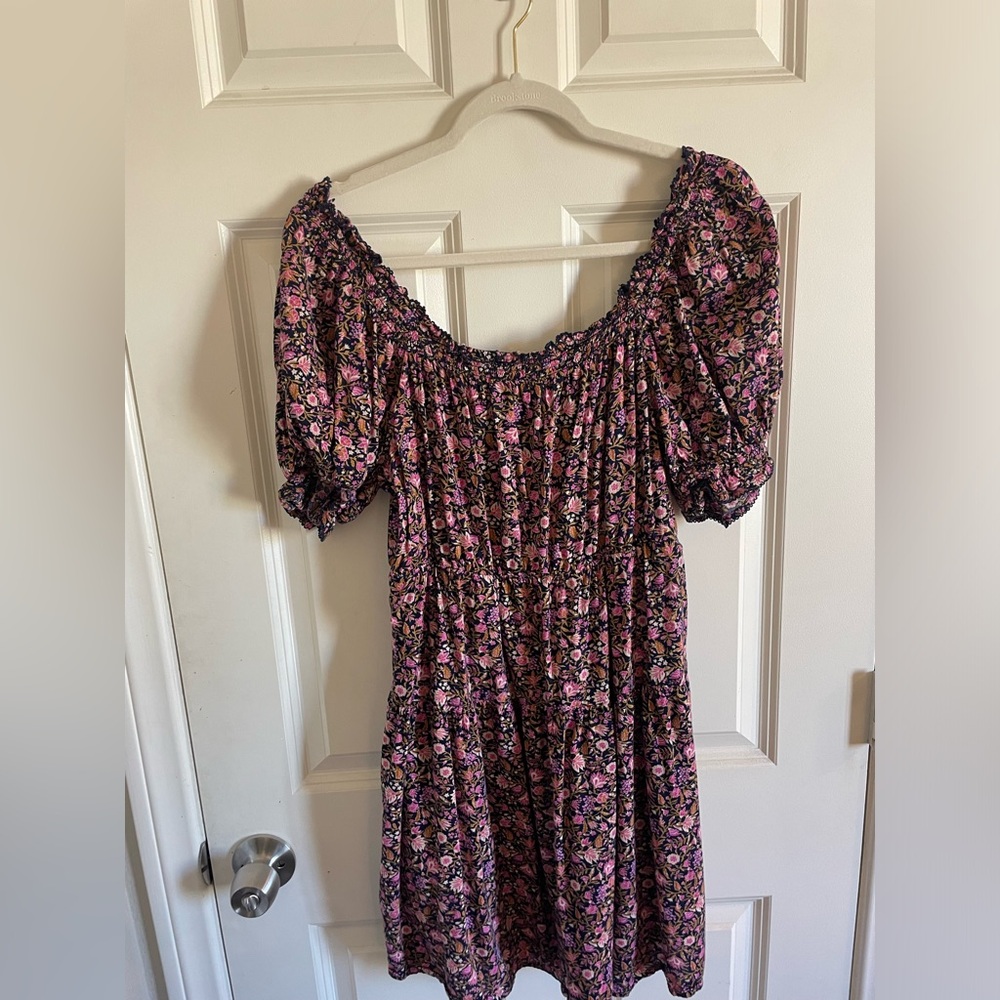 Old Navy Black and Pink Floral Peasant Style Dress